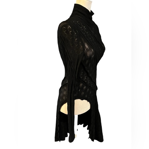 Givenchy Women’s Asymmetrical Open Knit Black Mock Neck Sweater Size XS - Picture 5 of 16